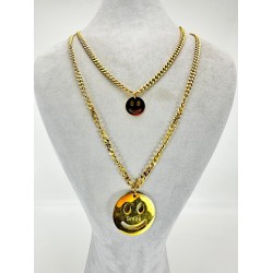 Gold İkili Gülen Yüz Kolye